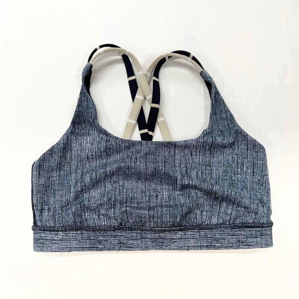 Lululemon Sports Bra Women's Size 6 Double Criss Cross Back Heathered Gray Yoga